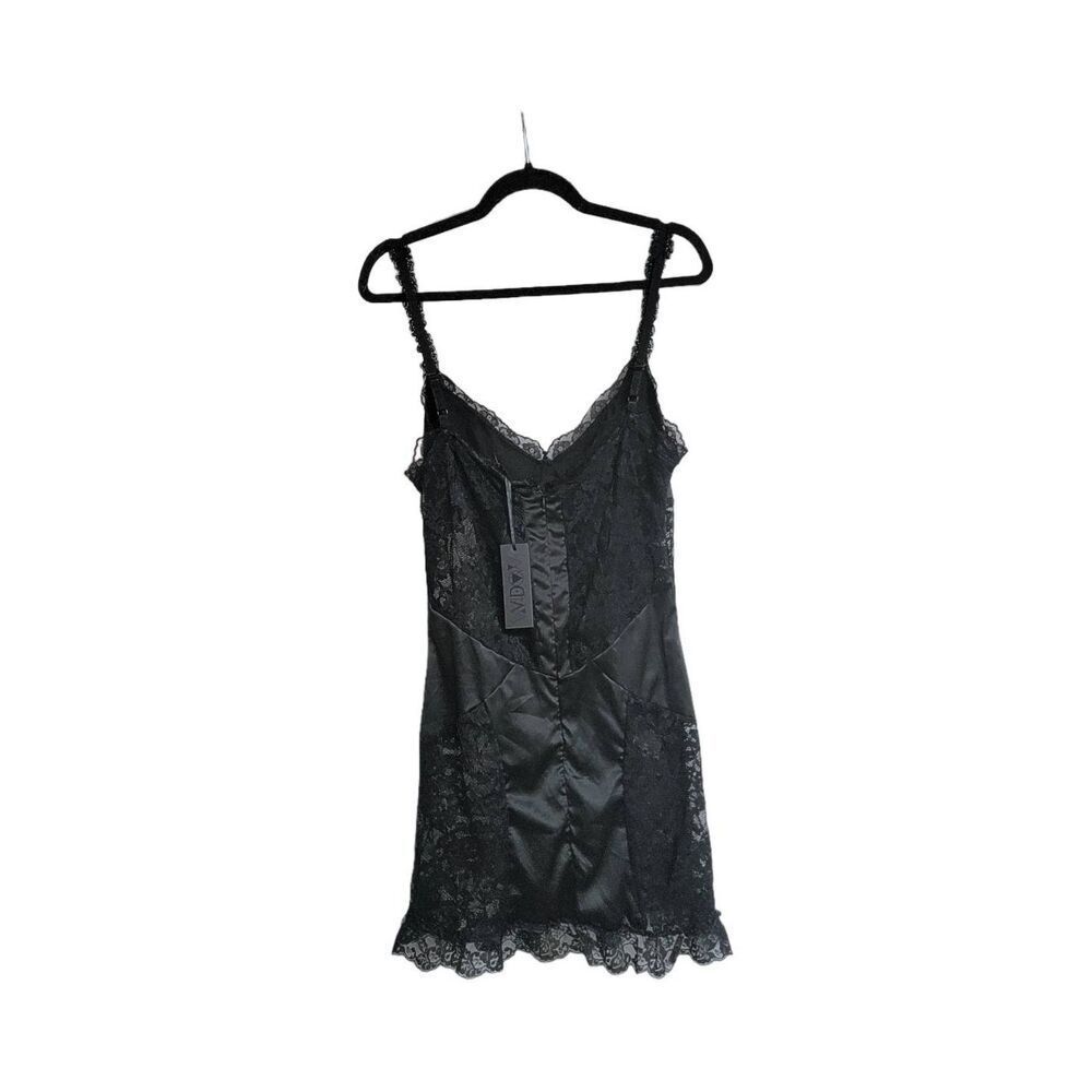 NWT~DOLLS KILL WIDOW Called to Invite You Black Satin Mini Dress Sz XL - Picture 3 of 7